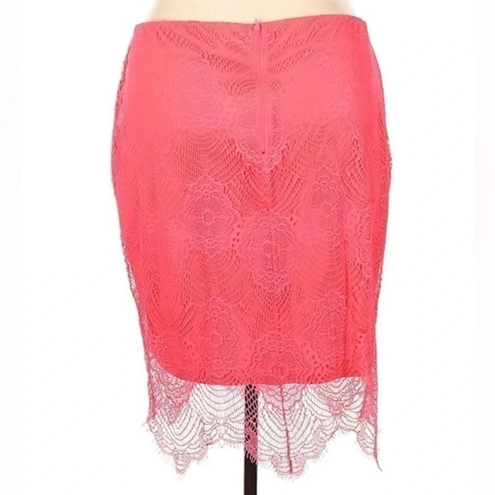 Torrid Punk Chic Neon Bright Pink Stretch Lace Pencil Skirt Plus Size 3X - Picture 3 of 4